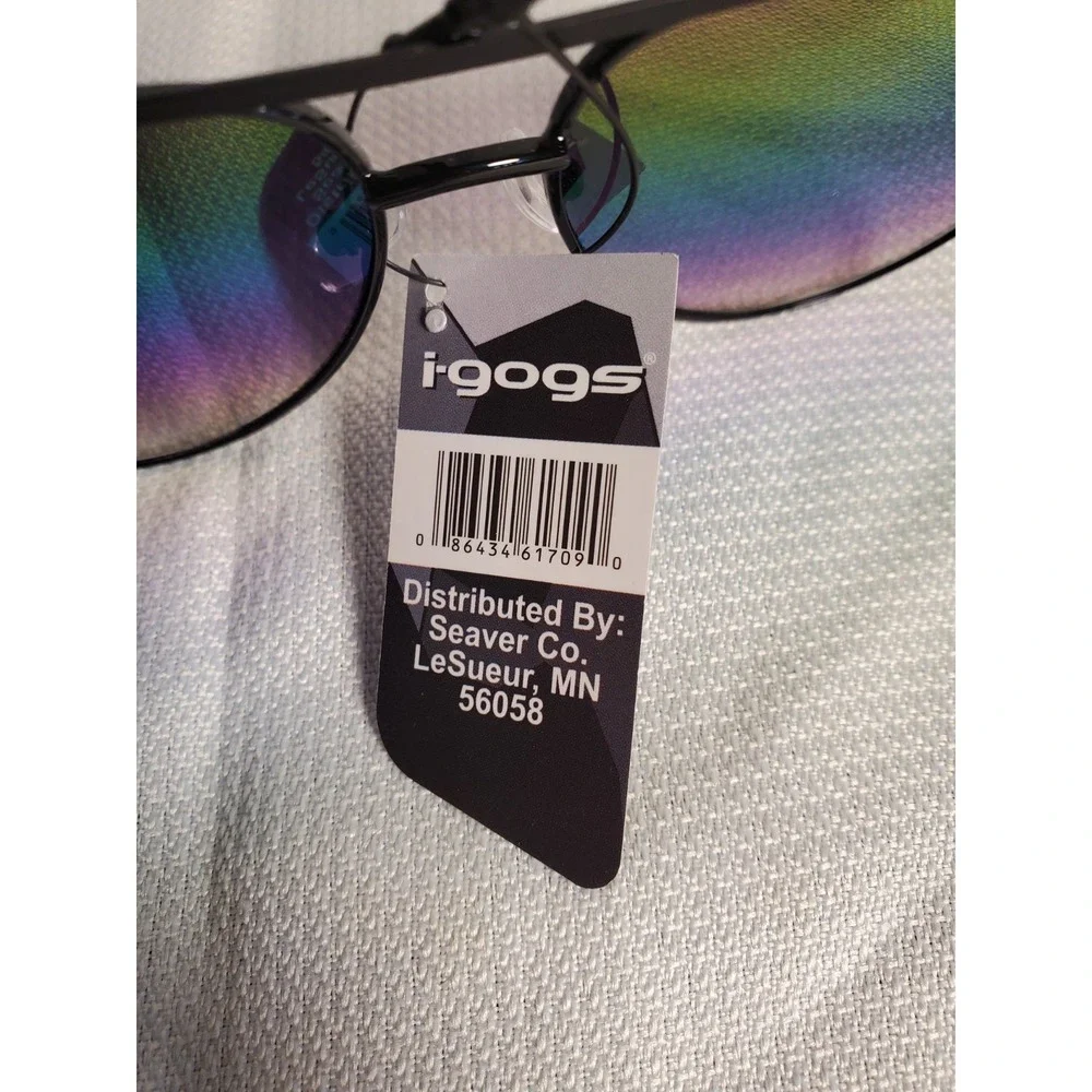 i-gogs Signature Series Aviator Sunglasses 66-615 Rainbow Mirror Black Metal NWT